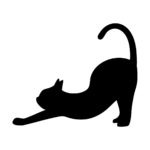 猫の背伸び（尻尾たち）ヨガポーズのシルエット ステッカー・シール　