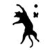 ジャンプする猫（蝶・ボール付き）のシルエットステッカー・シール